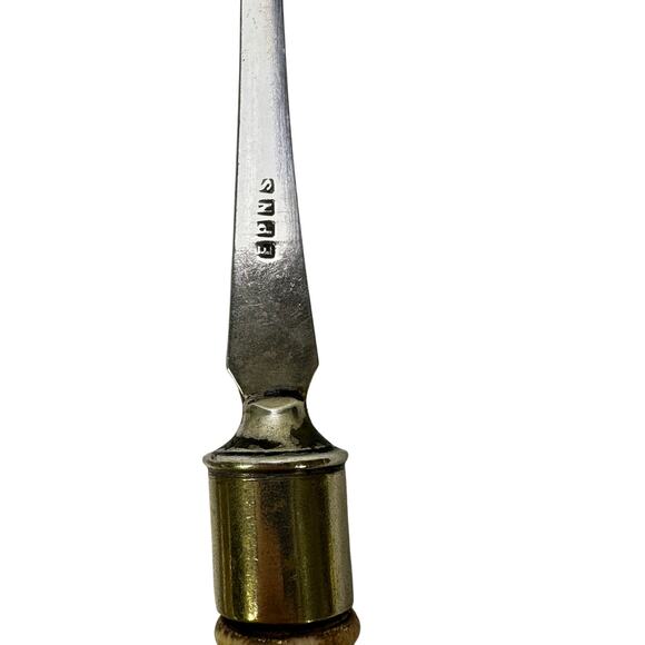 Antique Silver-Plated 11" Salad Serving Set Decorative Floral Porcelain Handles - Picture 6 of 8